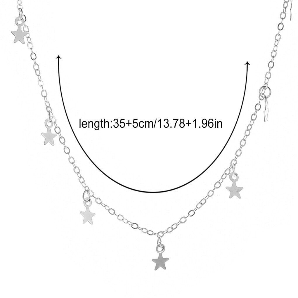 Chain Necklace Stylish Stars Aesthetic Jewelry Gold Silver