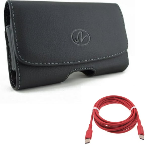 Case Belt Clip w Red 6ft Long Cable for Samsung Galaxy S20 Plus - Leather Swivel Holster Loops, USB-C to Type-C PD Fast Charger Cord Power fits Samsung Galaxy S20 Plus