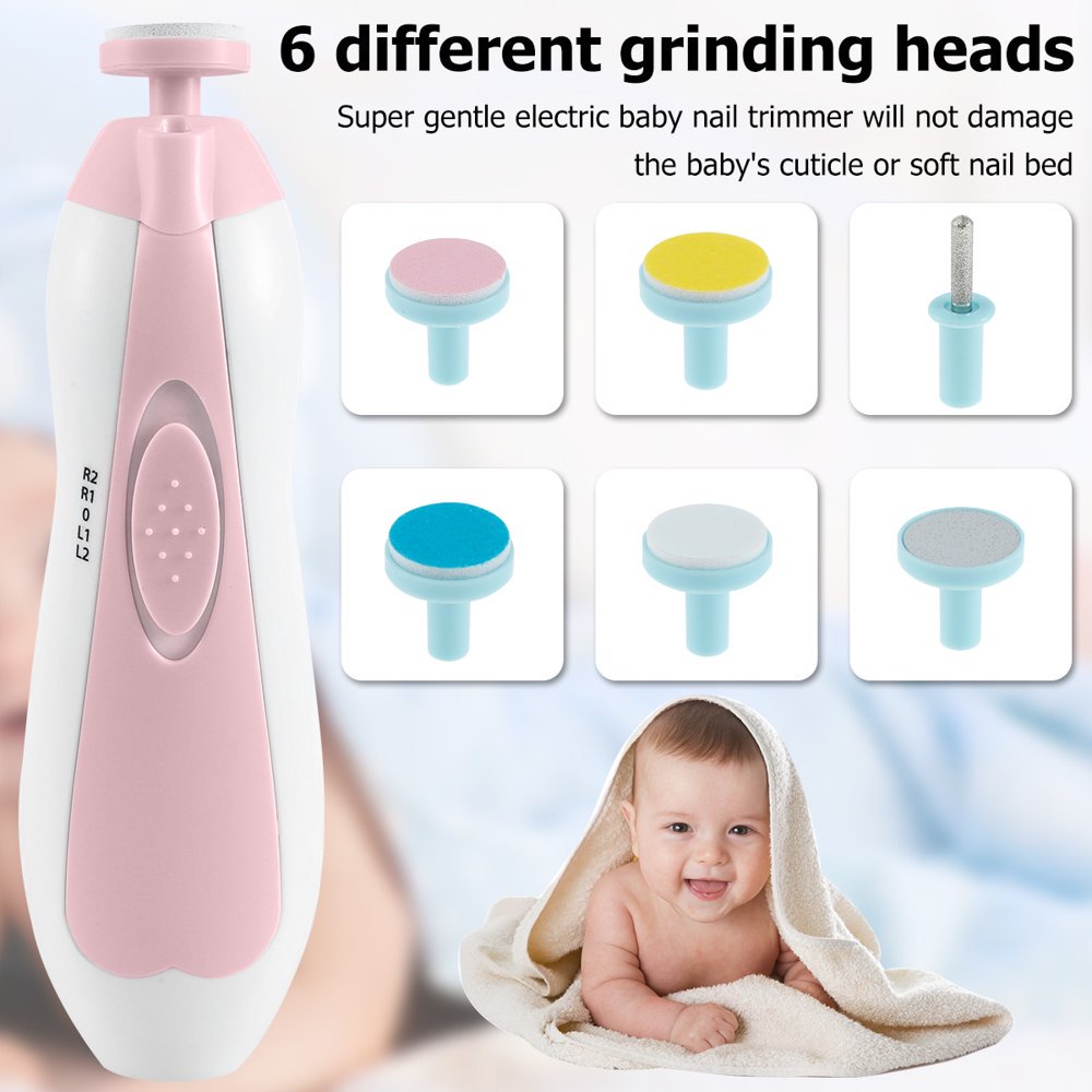 Baby Router Grinding Baby Nail Cutter Baby Electric Nail Trimmer Kit With LED Light - 6 ...