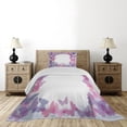 thumbnail image 4 of Ambesonne Butterfly Quilted Coverlet 2 Pcs, Fantasy Vibrant Color, Twin Size, Pink Purple Grey, 4 of 5