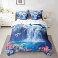 thumbnail image 2 of Erosebridal Blue Whale Bedding Twin Size, Lake Waterfall Bed in a Bag Twin size, Daisy Floral Reversible Bed Set, Microfiber Room Decoration, 7 Pieces, 2 of 6