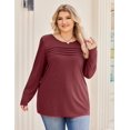 thumbnail image 4 of Zeagoo Womens Plus Size Long Sleeve Tops Fall Crewneck Shirts Pleated Design Casual Dressy Blouses, 4 of 5