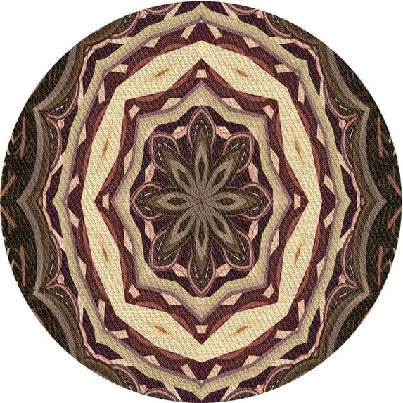 Ahgly Company Indoor Round Patterned Peru Brown Area Rugs, 3' Round