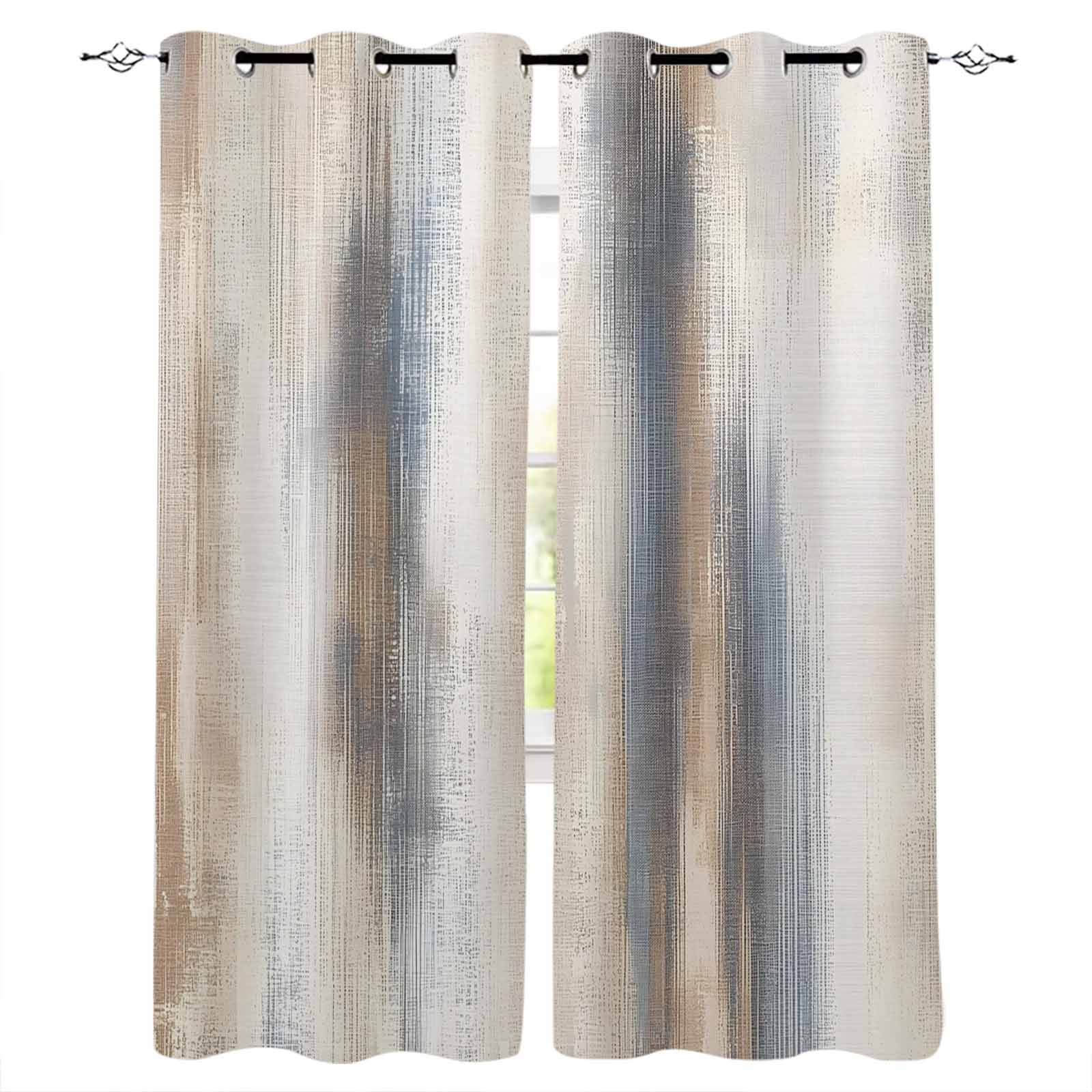 Beige Gray Blackout Curtains 45 Inches Long for Bedroom, Abstract Grunge Mottled Neutral Texture Thermal Insulated Room Darkening Black Out Window Curtain Panels Grommet Drapes for Living Room