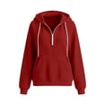thumbnail image 4 of Zip Up Hoodie for Women Sevevn Casual Fleece Hooded Half-Zip Fashion Solid Color Cozy Trendy Sweatshirts for Fall & Winter with Pockets Red M, 4 of 6