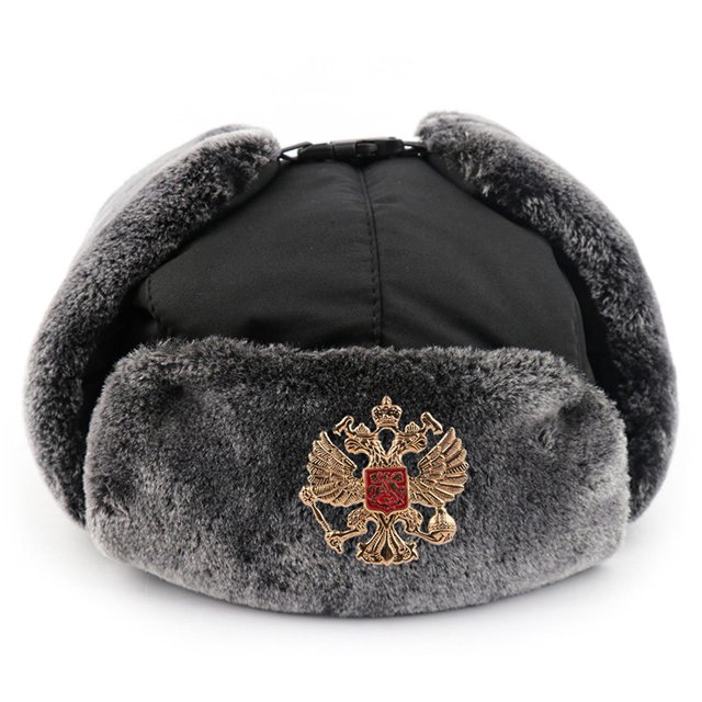 BRussian Trapper Hat Cap con insignia soviética Faux Furs Ushanka Flaps Hat Winter Water