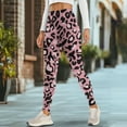 thumbnail image 4 of Renewold Pink Leopard Print Yoga Leggings with Pockets for Women Thick Exercise Yoga Pants High Waisted Soft Slim Ankle Pants Printed Leggings 4 Way Stretch Leggings, S, 4 of 8