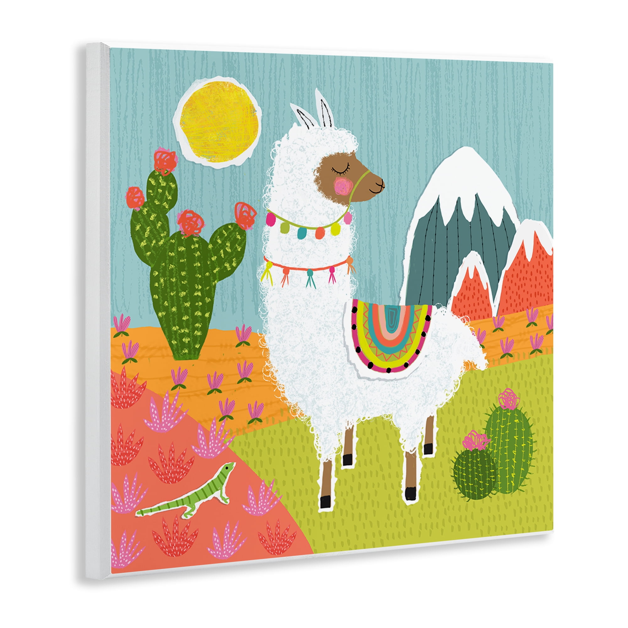 Stupell Industries Whimsical Llama Scene Animals Painting Unframed Art Print Wall Art, 12 x 12