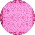 thumbnail image 1 of Ahgly Company Indoor Round Oriental Pink Traditional Area Rugs, 4' Round, 1 of 4