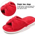 thumbnail image 4 of Knivor Open Toe Bow House Slippers for Women Soft Coral Fleece Non Slip Flat Indoor Slide Slippers for Bedroom Lounge, 4 of 9