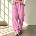 thumbnail image 2 of Pantalones Deportivos de Mujer de Pierna Recta con Bolsillos, Forro Polar Suave y Ligero, Color Sólido, Bajo Abierto, de Vestir sin Cierre, Cintura Elástica, Sudaderas de Otoño con Bolsillos, 3XL, 2 of 9