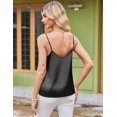 thumbnail image 3 of Ekouaer Women' 2 Pack Lace Silk Satin Pajama Tank Tops V Neck Camisole Soft Spaghetti Strap Tops Loose Sleepwear Black/Champagne Large, 3 of 6