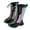 Black#girl ankle boot, variant on Cute Boots for Teen Girls Rainbow Knee High Boots with Side Zipper Lace-up Sparkly Waterproof PU Leather Party Riding Shoes Silver,10 Years