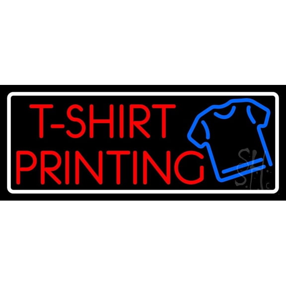Tshirt Printing LED Neon Sign 10 x 24 - inches, Clear Edge Cut Acrylic Backing, with Dimmer - Bright and Premium built indoor LED Neon Sign for Computer & Electronics store decor.