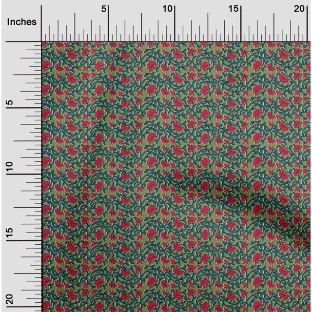 oneOone Georgette Viscose Fabric Leaves & Floral Block Decor Fabric Printed BTY 42 Inch Wide
