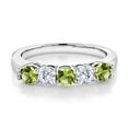 thumbnail image 2 of Gem Stone King 925 Sterling Silver Green Peridot and White Moissanite 5-Stone Wedding Anniversary Band Ring for Women (0.94 Cttw, Gemstone August Birthstone, Size 7), 2 of 3