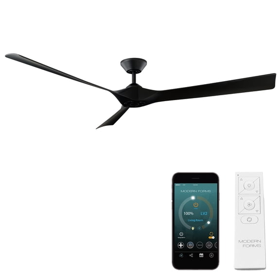 Torque Indoor and Outdoor 3-Blade 70in Smart Ceiling Fan in Matte Black with Remote Control