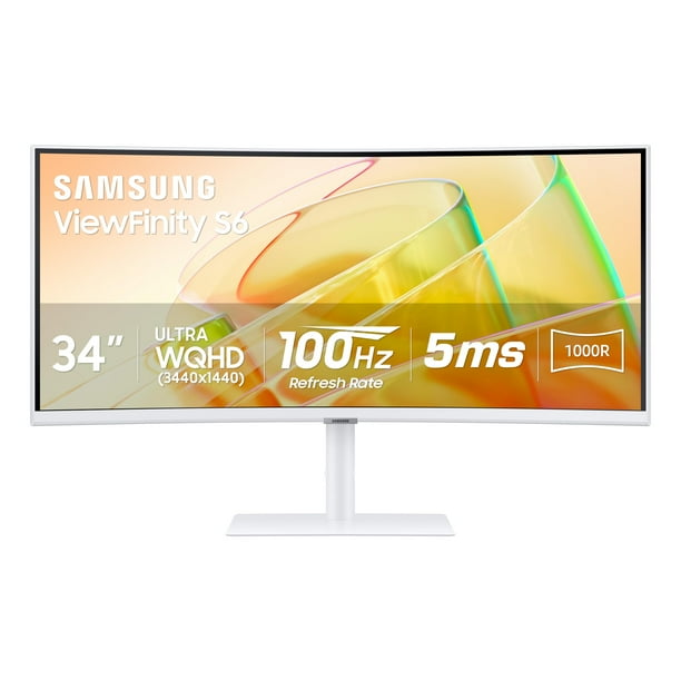 SAMSUNG 34-Inch ViewFinity S65TC Series Ultra-WQHD 1000R Curved Computer Monitor, HDR10, 100Hz, AMD FreeSync, Thunderbolt 4, Height Adjustable Stand, Built-in Speakers, Eye Care, LS34C650TANXGO, 2024