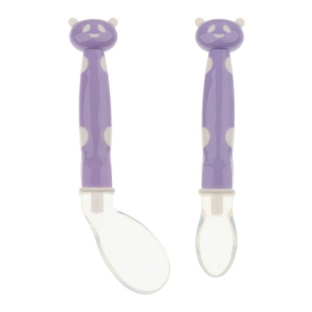 2 Piezas de Silicona de Alimentación Bebé Vajilla Suave Suministros de Aprendizaje para Recién Nacidos Púrpura Hugo Cuchara de silicona para bebés