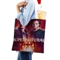 thumbnail image 4 of Supernatural Bolso de tela con estampado de lienzo para mujer, bolsa de compras reutilizable y estética, con cremallera interior, regalo para mujer, 35 × 40 cm., 4 of 6