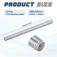 thumbnail image 2 of Uxcell 2Pack M8x100mm 316 Stainless Steel Fully All Threaded Rod Studs, 1.25mm Pitch, 2 of 6
