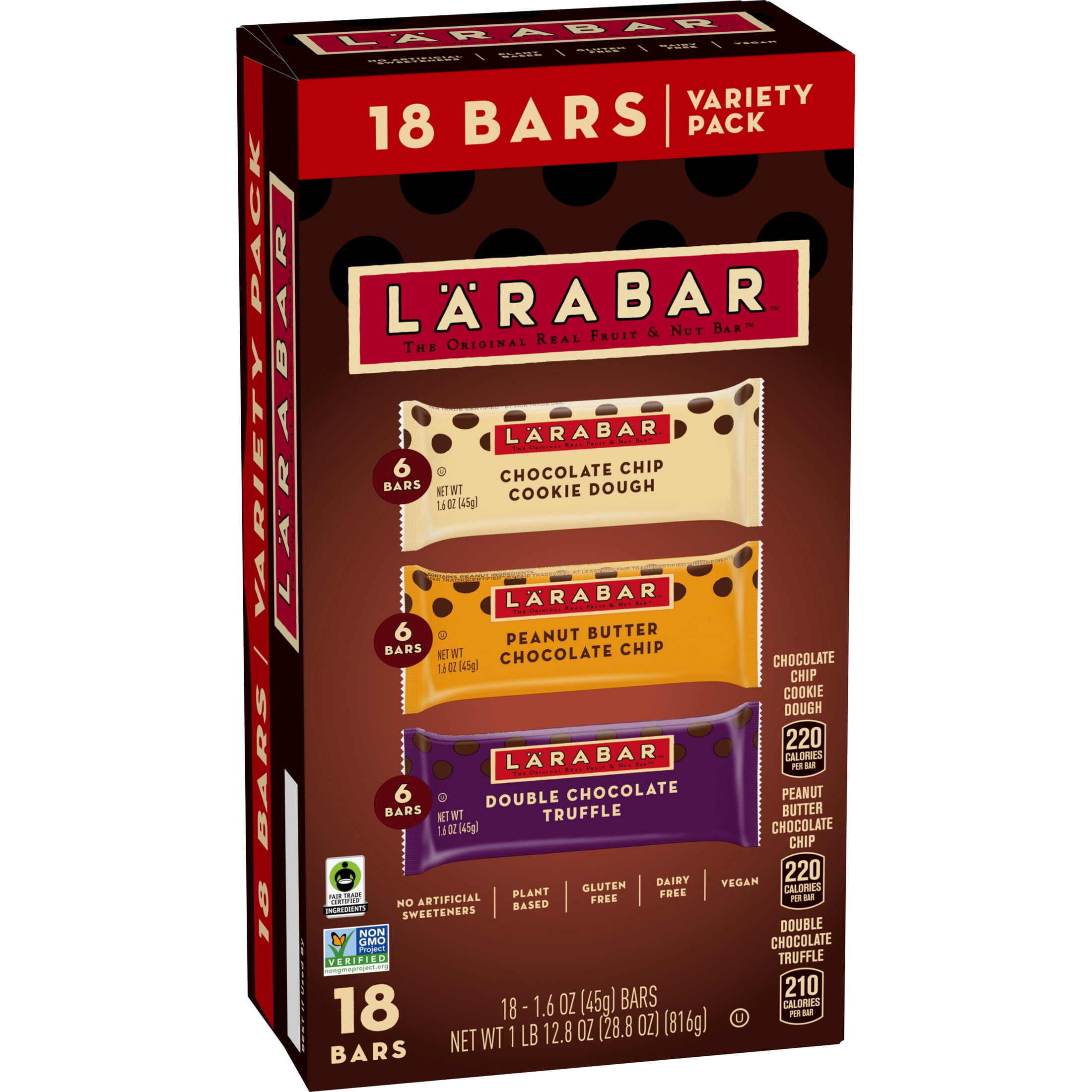 (4 pack) Larabar Fruit and Nut Bars Variety Pack, Gluten Free and Vegan, 28.8 oz, 18 Count