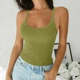 thumbnail image 2 of Wyobmus Womens Casual Tank Tops form Fitting Sleeveless Scoop Neck Tops Ribbed Knit Summer Spaghetti Straps Basic Cami Shirts S-5X A-Green, 2 of 6