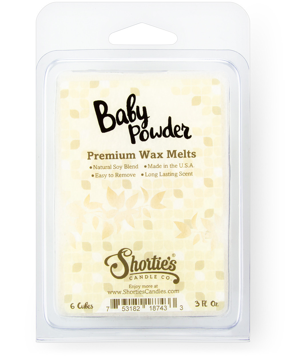 Baby Powder Wax Melts 1 Highly Scented 3 Oz. Bar Made With Natural