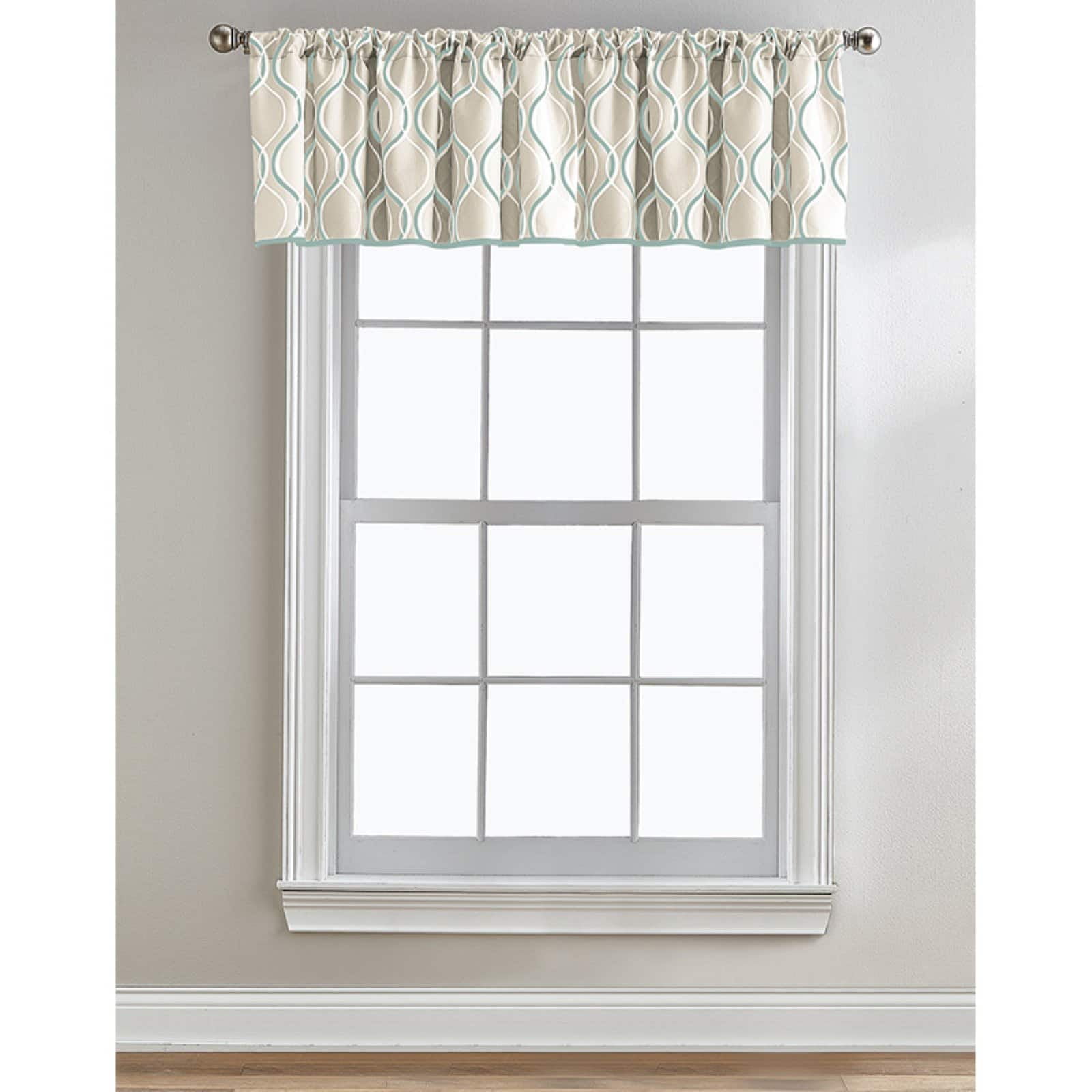 CHF Morocco Poletop Valance Geometric, 50"x36", Navy, Polyester. Adult