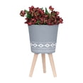 thumbnail image 3 of Set of 2 Gray Diamond Planters with Wood Legs | 10" & 12" Magnesia Pots for Indoor Plants, Succulents, Terrariums | Stylish Home & Garden Decor, 3 of 7
