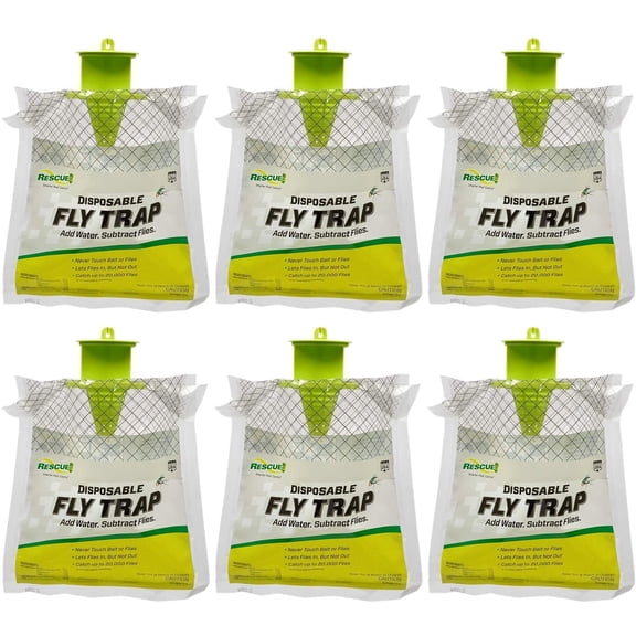 RESCUE! Outdoor Disposable Hanging Fly Trap - 6 Traps
