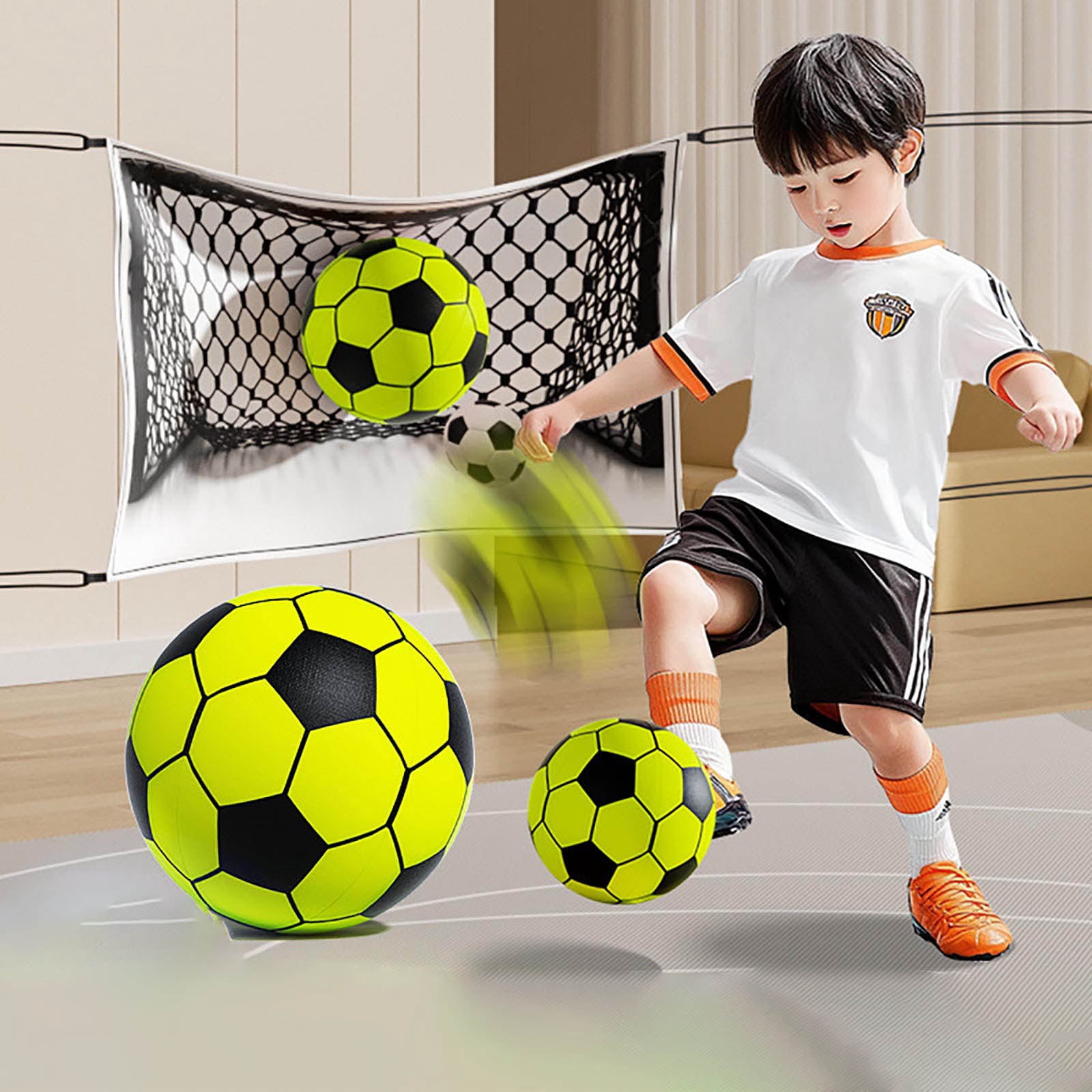 Dwellin Kids Foam Soccer Ball 8.27 Inch Mini Soft Silent Football Indoor Outdoor Toy Balls for Training Kicking Realistic Bounces Quiet Practice Orange