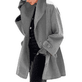 thumbnail image 2 of Women's Wool Blend Pea Coat Single Breasted Trench Coats Spring Fall Casual Lightweight Jackets Overcoat Gray 3XL, 2 of 9