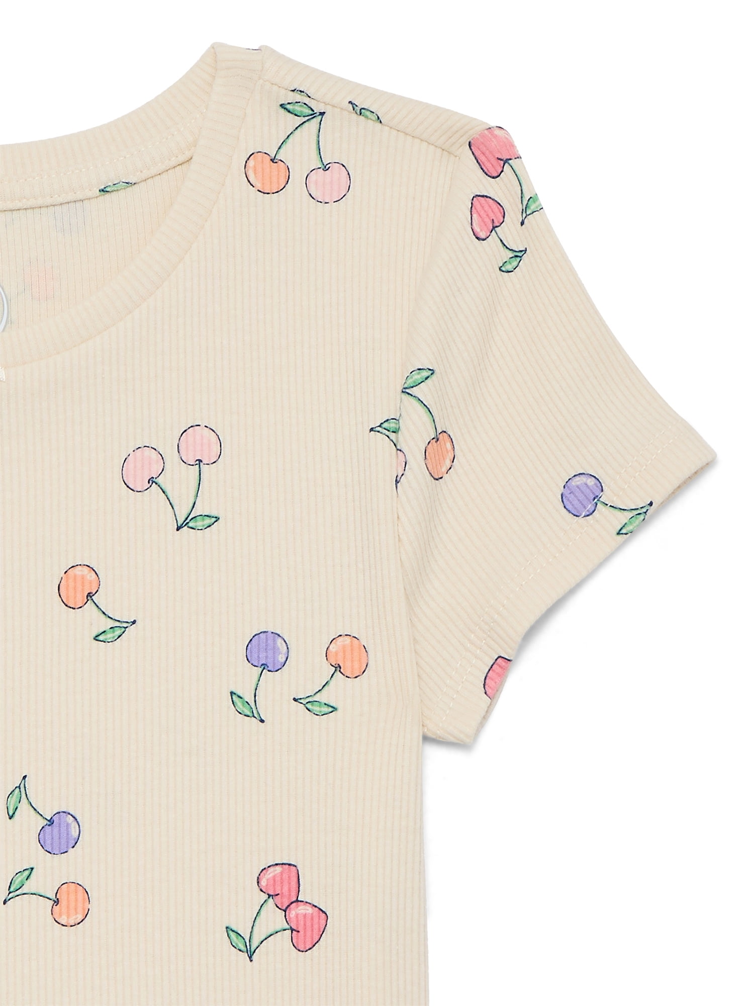 Wonder Nation Girls Printed Rib Tee with Short Sleeves, Sizes 4-10