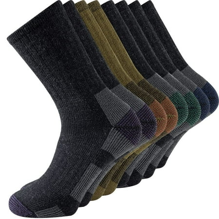 

ACOL 78% Merino Wool Socks for Men Reinforced Toe Heel Thick Moisture Wicking Terry-Loop Cushioned Outdoor Hiking Running