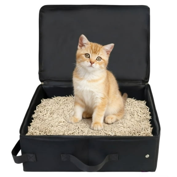 Portable Travel Cat Litter Box Zipped Lid , Waterproof Foldable Design Cat Litter Box for Travel
