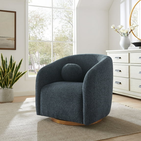 Modway Holland Swivel Chenille Fabric Armchair in Navy by Modway
