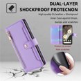 thumbnail image 3 of Jiahe Cover for Google Pixel 7A, Multifunctional Wallet Case with Card Holder and Shoulder Strap,PU Leather Magnetic Closure Zipper Pocket Kickstand Wristband Flip Leather Cover, purple, 3 of 7