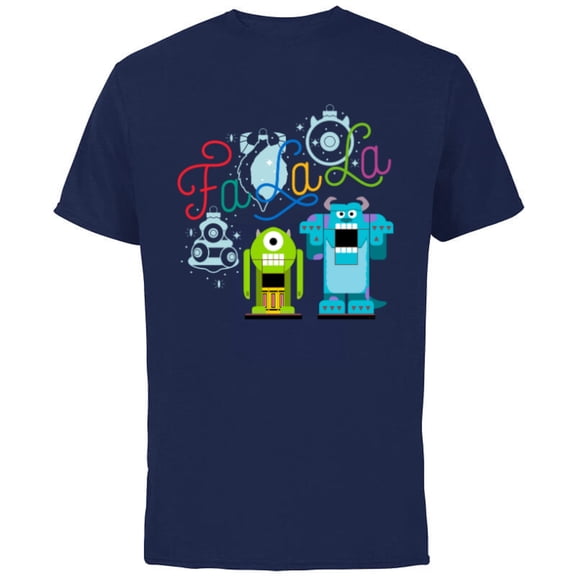 Disney PIXAR Monsters Inc. Mike & Sully Fa La La Holiday - Short Sleeve Cotton T-Shirt for Adults - Customized-Navy