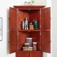thumbnail image 6 of Spaco 72 inch 4-Tier Corner Kitchen Pantry Storage Cabinet, Cabinet with 8 Doors, Tall Storage Cabinet with Adjustable Shelves, Bookshelf Cabinet for Bathroom, Living room, Red, 6 of 11