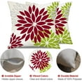 thumbnail image 6 of Wine Red Green Flower Pillow Covers 18x18 Inch Set of 2 Outdoor Throw Pillows Outdoor Waterproof Decor for Living Room Sofa Patio Funiture Garden Floral Linen Cushion Case, 6 of 6