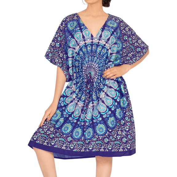 LA LEELA Women's Beachwear Swimsuit Coverups Summer Swim Beach Cover ups for Swimwear Women Plus Size Bathing Suit Cover-up Dress 2X-3X Purple, Mandala