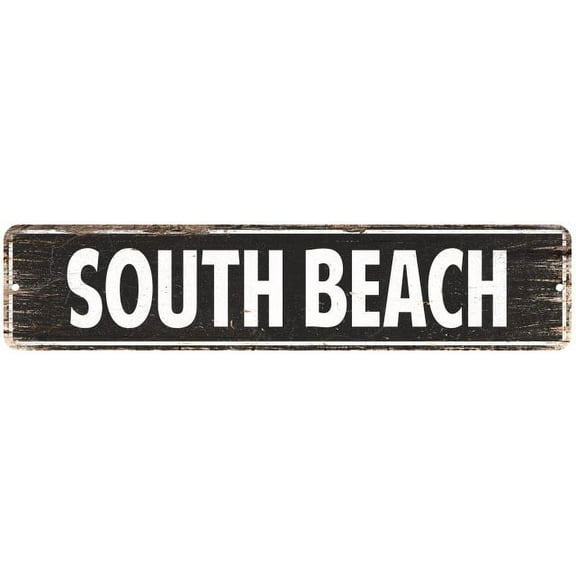 South Beach Vintage Look Gift Metal Sign Chic 4x18 204180008113
