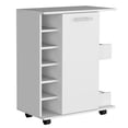 thumbnail image 3 of White Modern Bar Cart Cabinet | Ample Space for Liquor and Snacks, Swivel & Locking Wheels | Engineered Wood Ensures Durability | Overcomes Storage and Stability Concerns, 3 of 4