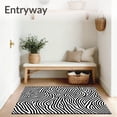 thumbnail image 3 of ODIKA 6'x9' Machine Washable Non-Slip Area Rug, Elegant Swirling Zebra Monochrome Abstract Wavy Zig Zag High Traffic Rug with Pad, Black, 483948, 3 of 8