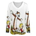 thumbnail image 4 of Calvin And Hobbes Womens T Shirts V Neck Long Sleeve Tops Causal Loose Summer T-Shirts 5XL, 4 of 7