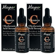 Alayna Naturals Enhanced Vitamin C Serum with Hyaluronic Acid 1 Oz - Top Anti Wrinkle, Anti Aging & Repairs Dark Circles, Fades Sun Damage- 20% Vitamin C Super Strength - Organic ingredients 2 Pack