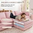 thumbnail image 6 of Muumblus Sectional Cloud Couch with Reversible Ottoman, L-Shaped Chenille Sofa for Living Room, Pink, 6 of 9