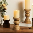 thumbnail image 2 of (2 pack) Mainstays 6" Decorative Wood Pillar Candle Holder, Natural, 2 of 8
