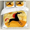 thumbnail image 1 of Horse Queen Size Duvet Cover Set, Abstract Animal Figure Running in the Desert Hot Summer Nature Landscape at Noon, Decorative 3 Piece Bedding Set with 2 Pillow Shams, Multicolor, by Ambesonne, 1 of 3
